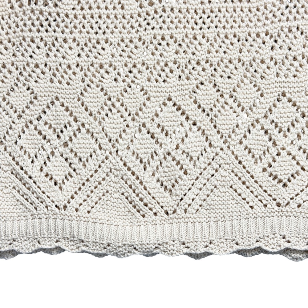 Freshman 1996‎ Cream Crochet Knit Maxi Skirt Diamond Pointelle Boho XS Festival - Picture 2 of 8